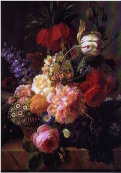 Floral, beautiful classical still life of flowers.064